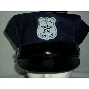 Halloween Special Police Officer Uniform Hat Adult One Size Dress Up Blue